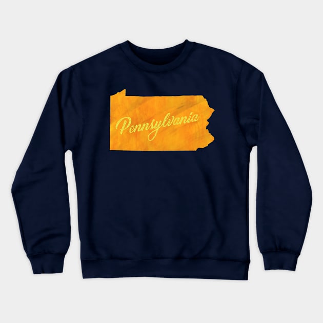 The State of Pennsylvania - Orange Watercolor Crewneck Sweatshirt by loudestkitten